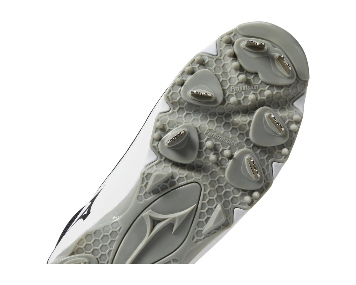 Men's baseball cleat outsole, gray tread with metal spike tips