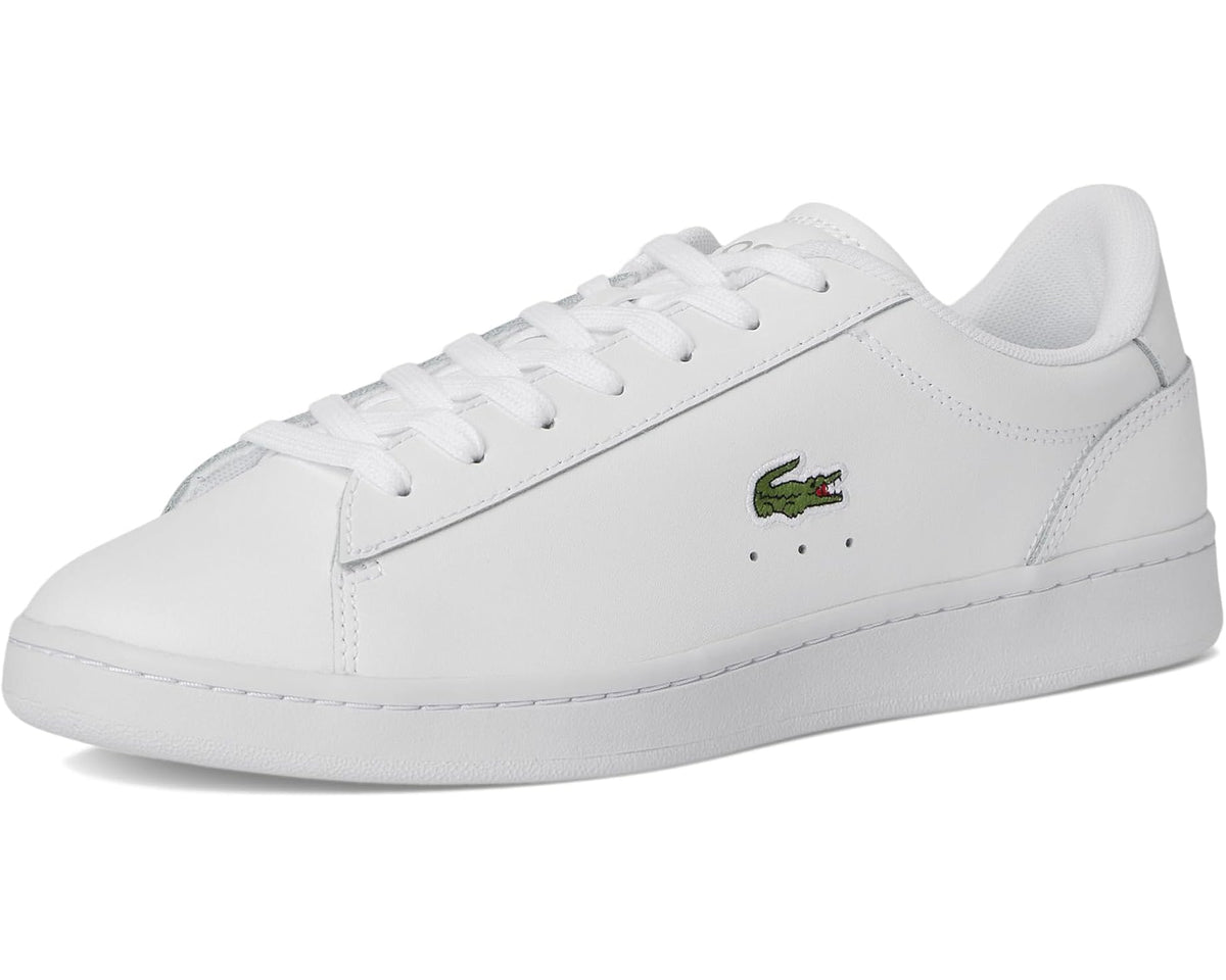White Lacoste Carnaby trainers with green crocodile logo and clean side panel