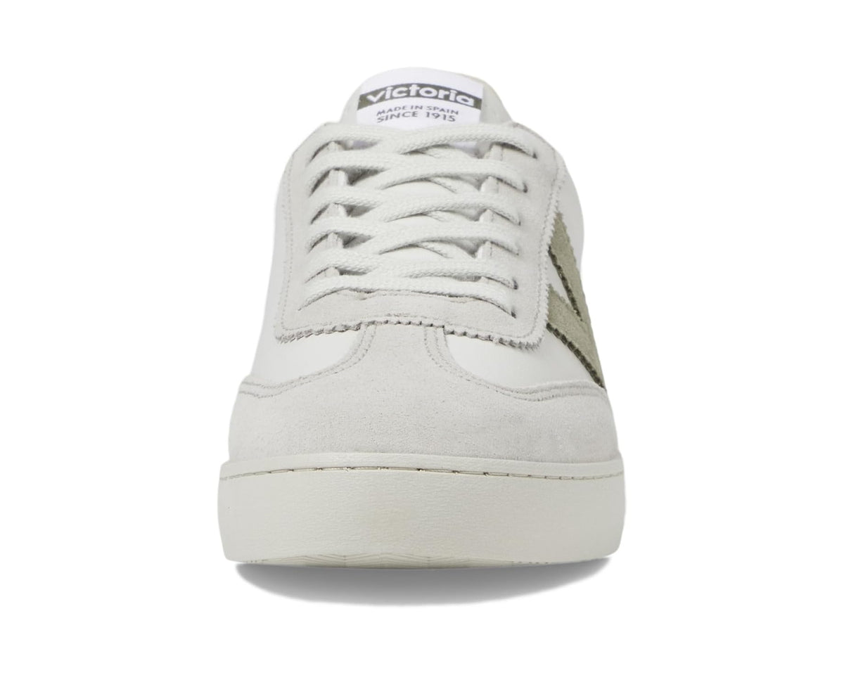Unisex white low-top sneakers with lace-up and padded tongue showing logo