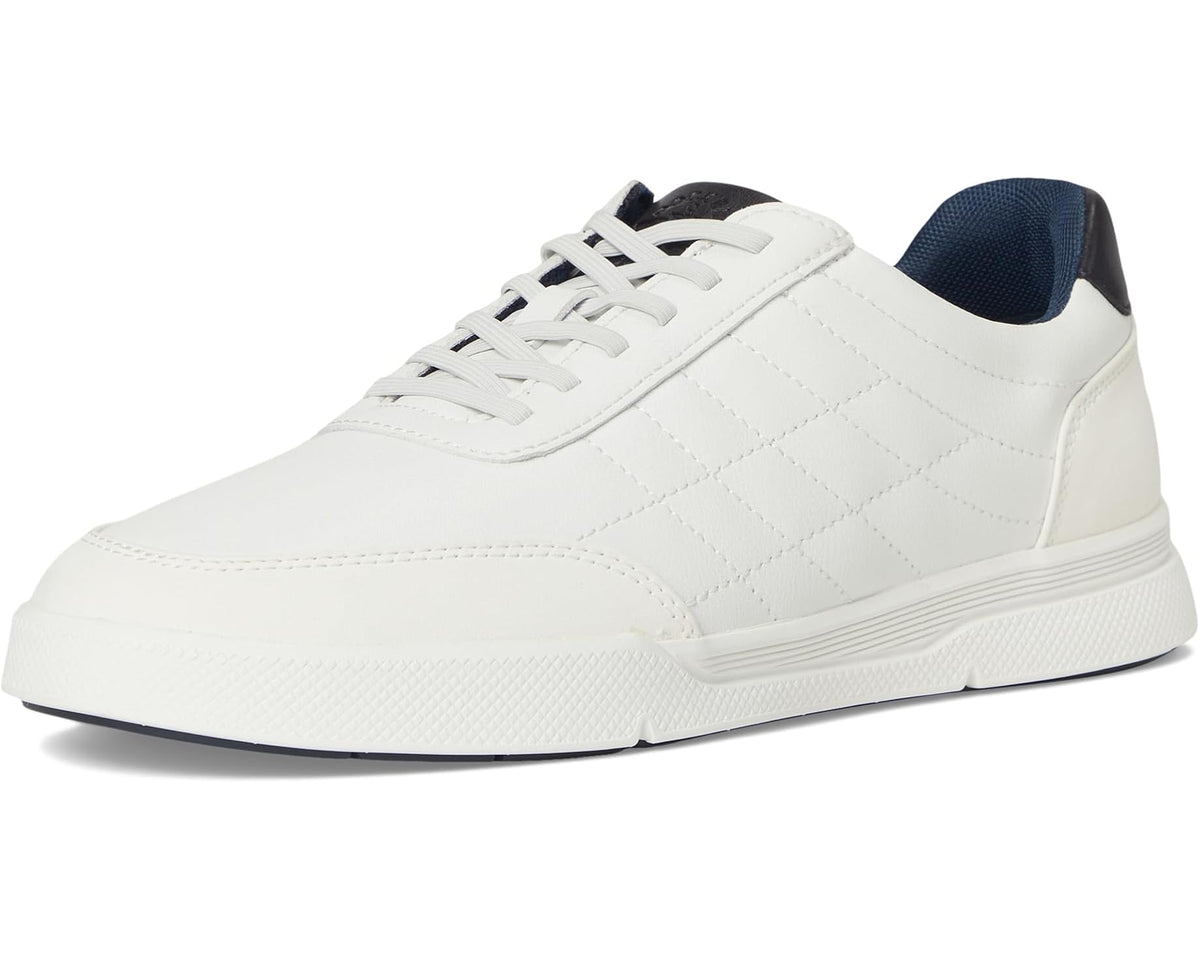 Men's white Dockers low-top sneakers with lace-up front and quilted upper