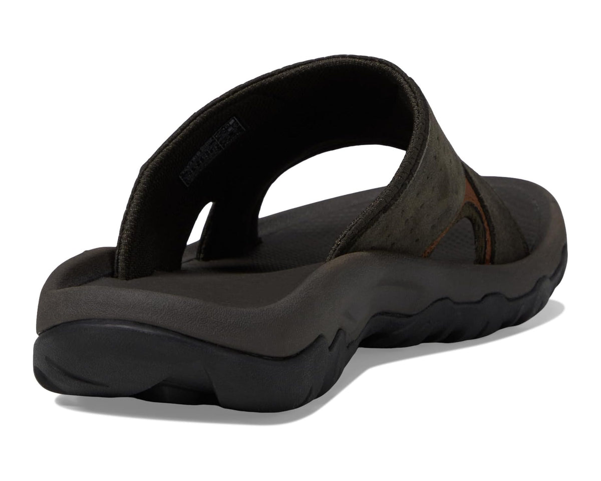Men's slide sandals with cushioned footbed and padded heel strap, dark fabric