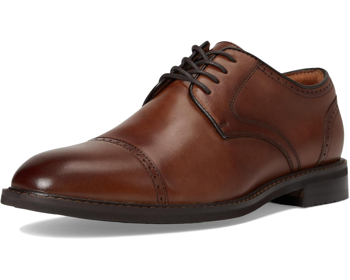 Brandy lace-up cap-toe dress shoe with side brogue-style stitching