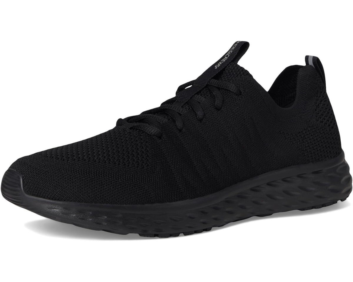 Men's Everlight black lace-up shoes in front three-quarter view with cushioned tread sole