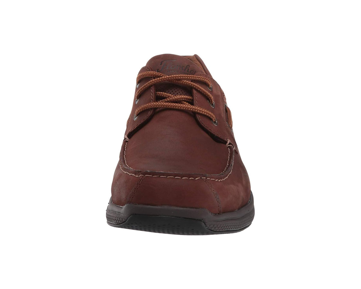 Men's Florsheim work shoe, brown lace-up with rounded toe and thick rubber sole