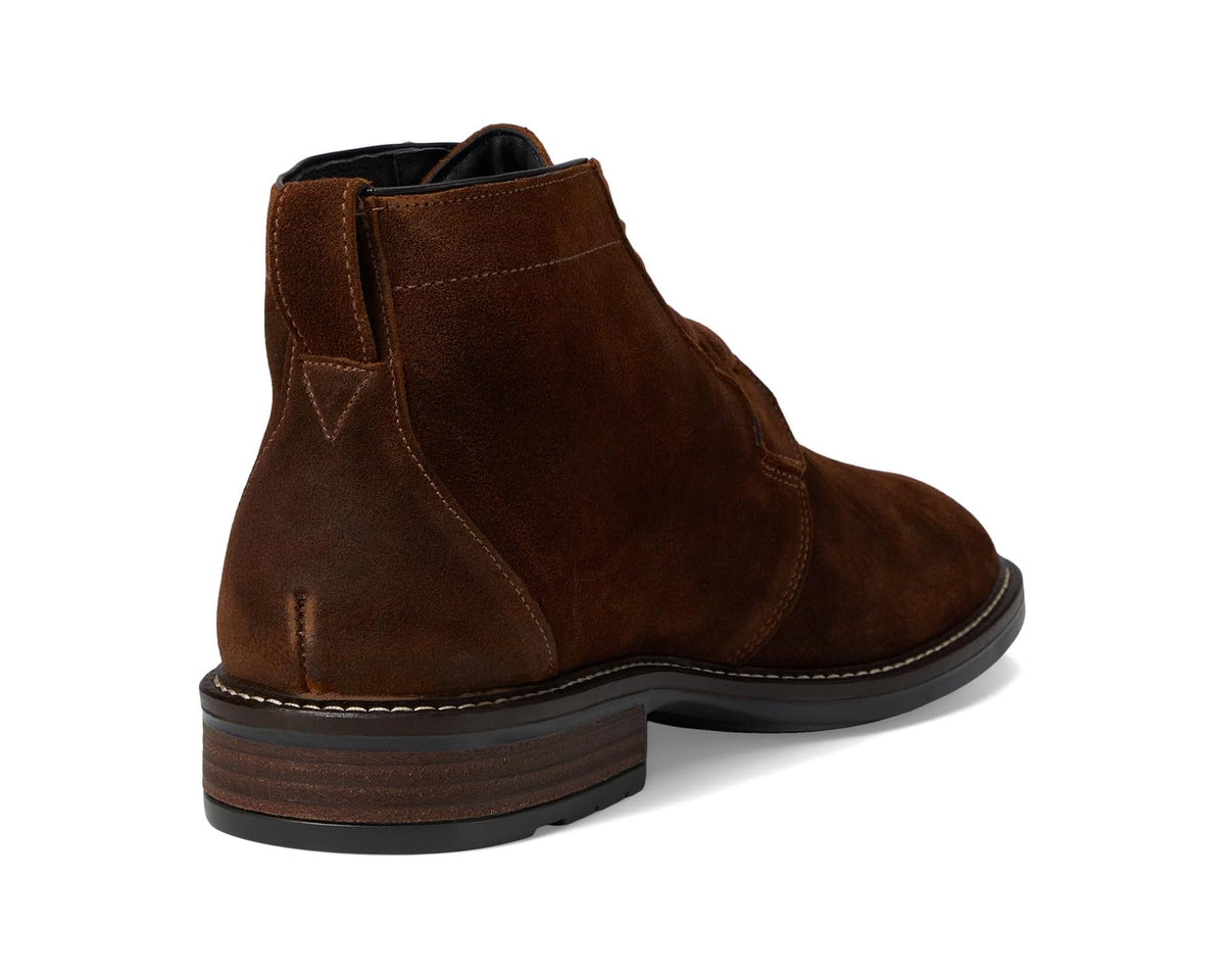 Naot men's suede ankle boots, seal-brown, padded collar and stacked heel
