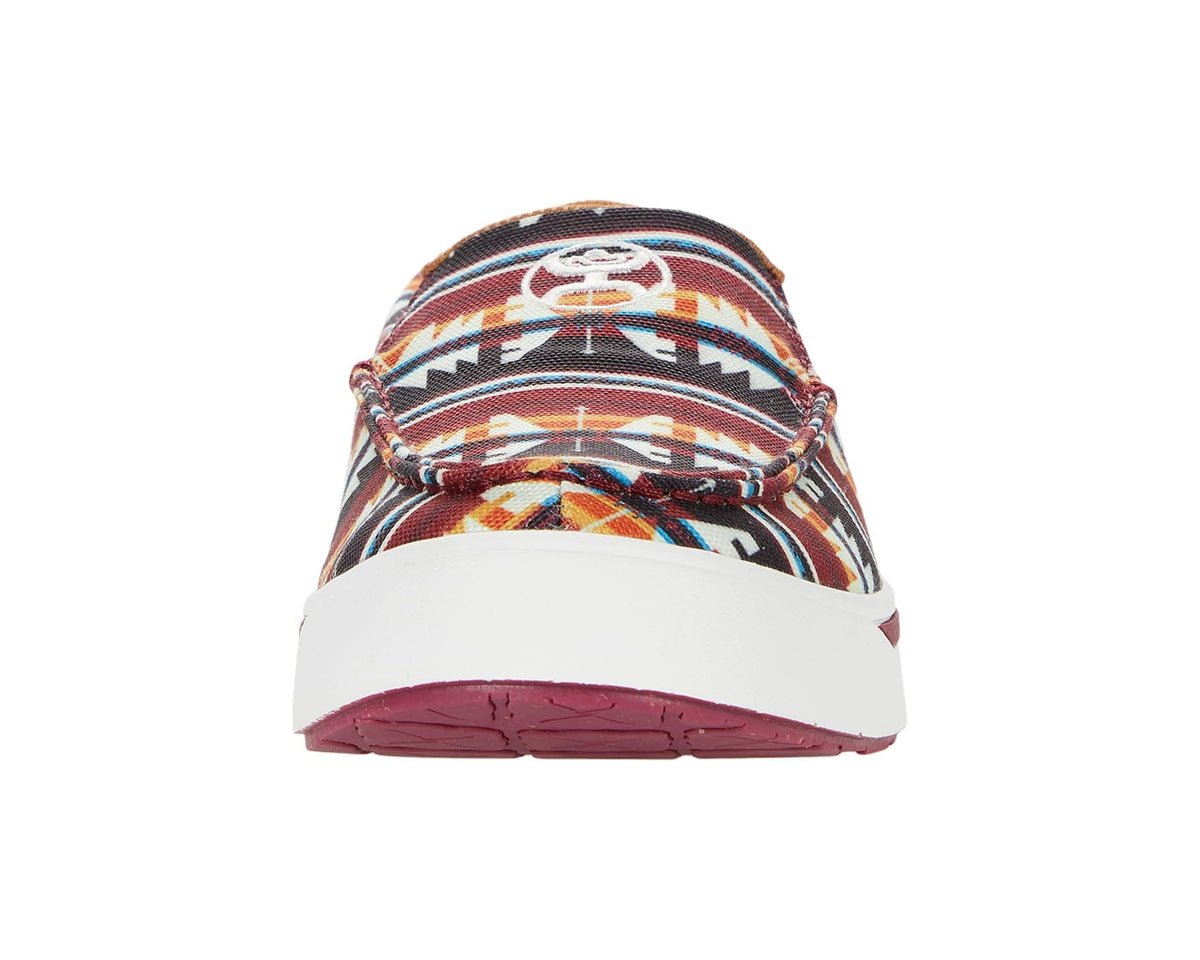 Men's Twisted X slip-on shoes, round toe, multicolor geometric fabric, white sole