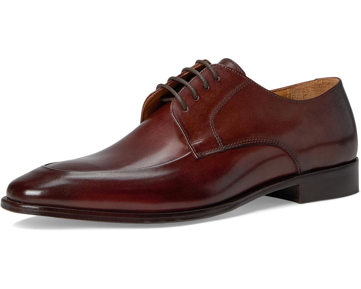 Men's brown leather oxford dress shoe with lace-up closure and sleek toe