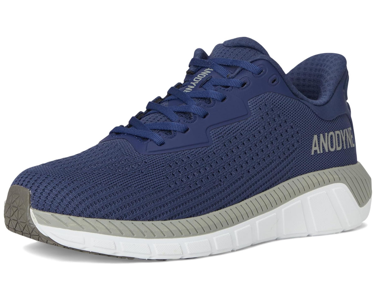 Men's Anodyne dark blue lace-up sport sneaker with low-profile white midsole