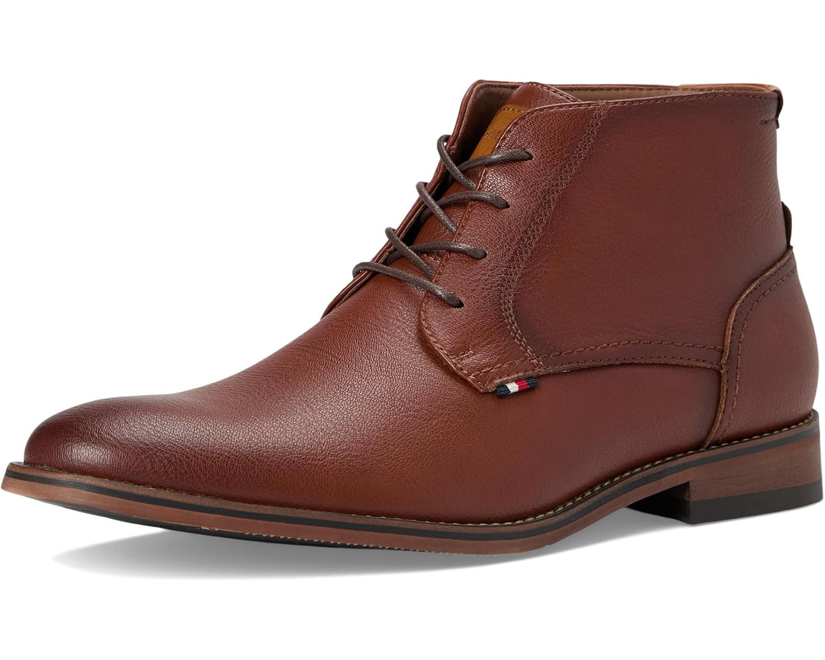 Men's Tommy Hilfiger Bage lace-up ankle boot in cognac leather with stitched panels