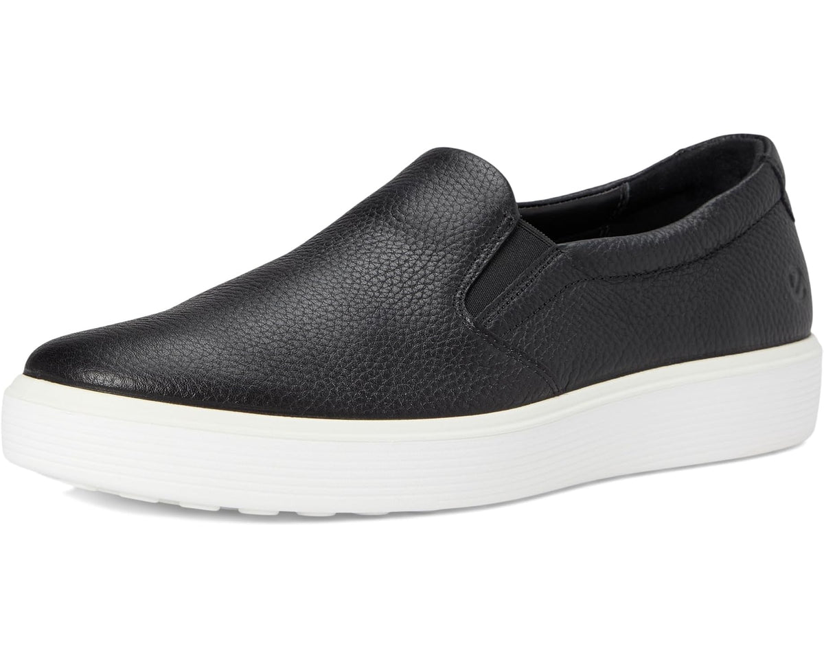 Men's ECCO Soft 60 slip-on sneaker, black leather upper with side gore panel