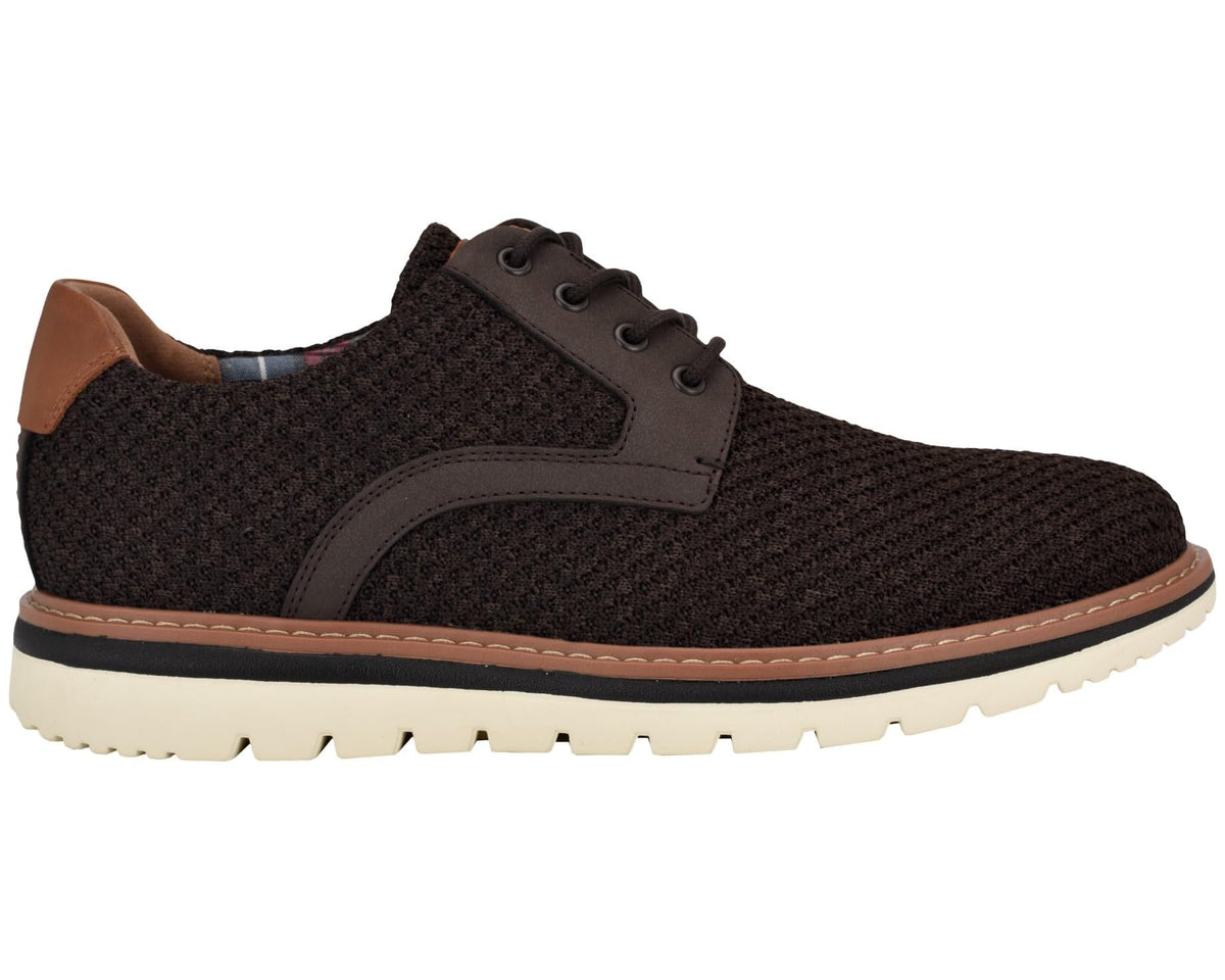 Men's dark brown lace-up sneakers with brown heel and contrast beige outsole