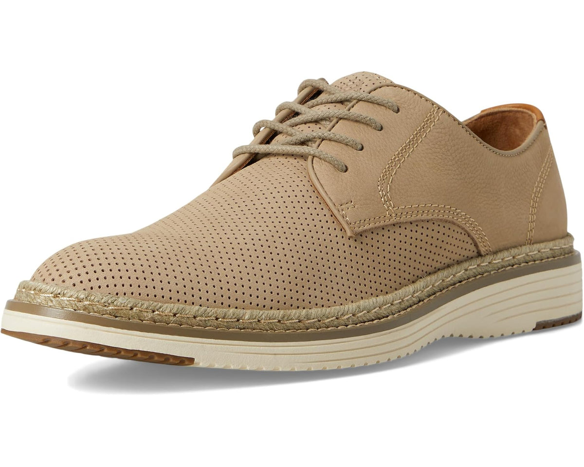 Men's Johnston & Murphy taupe perforated plain-toe lace-up shoe, front view