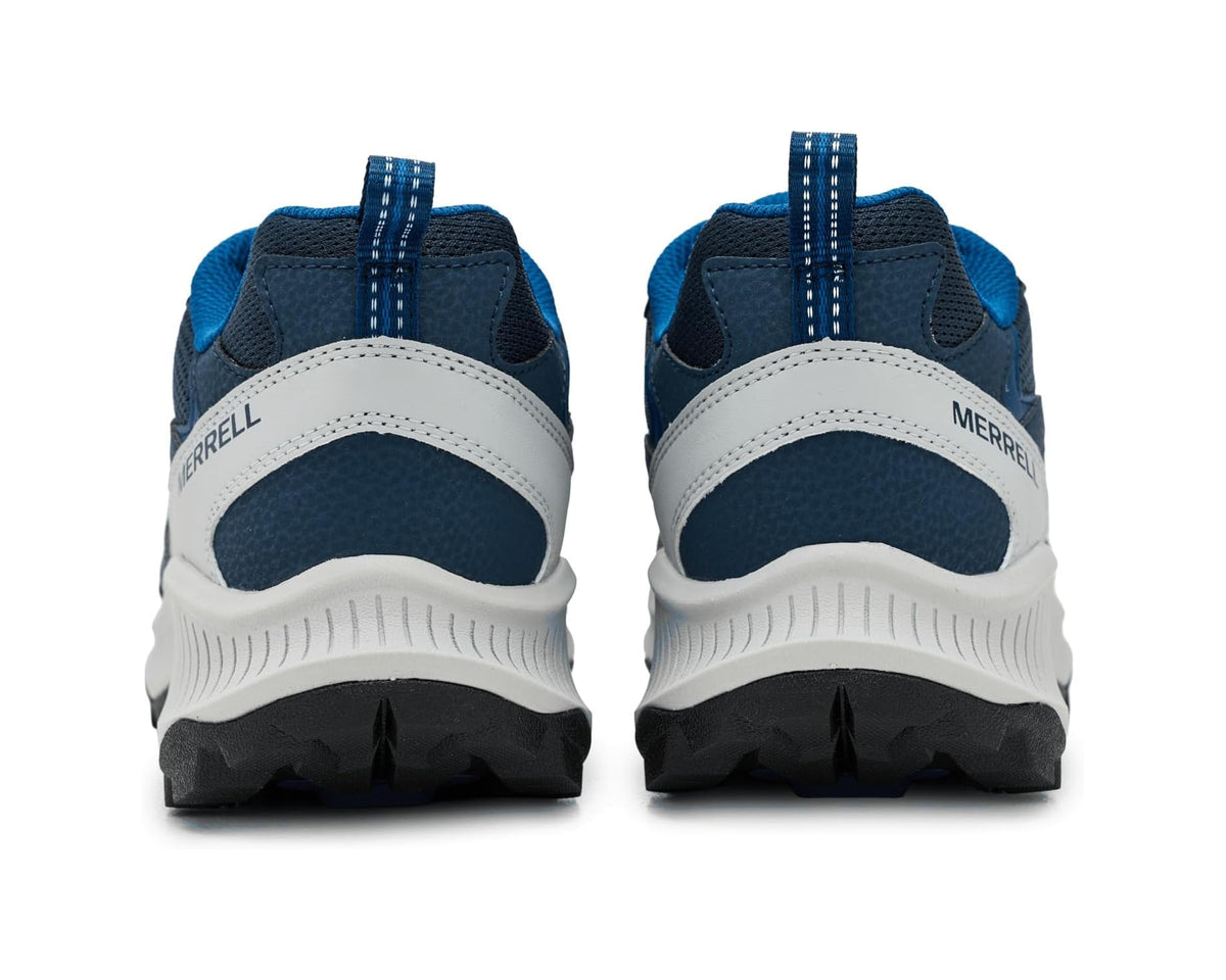 Merrell Speed Strike 2 sneakers heel view with blue pull tab and cushioned collar