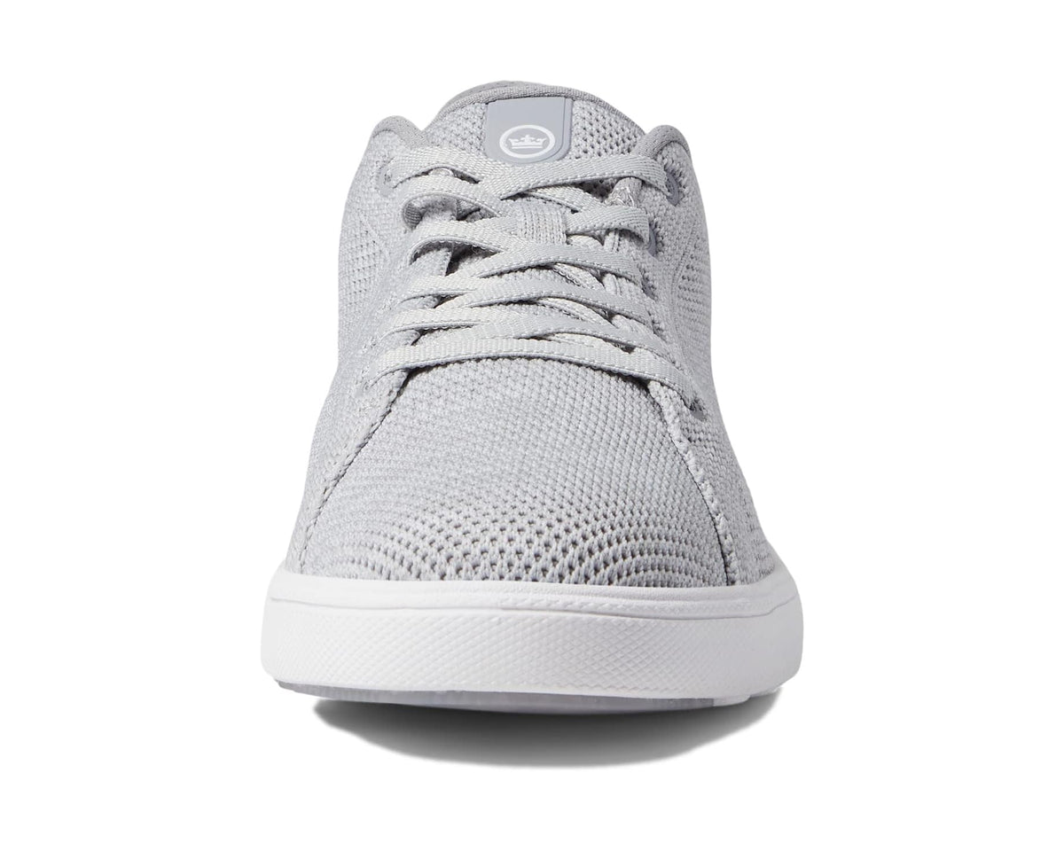 Peter Millar Drift V2 Gale Grey sneakers, front view with lace-up closure and tongue logo