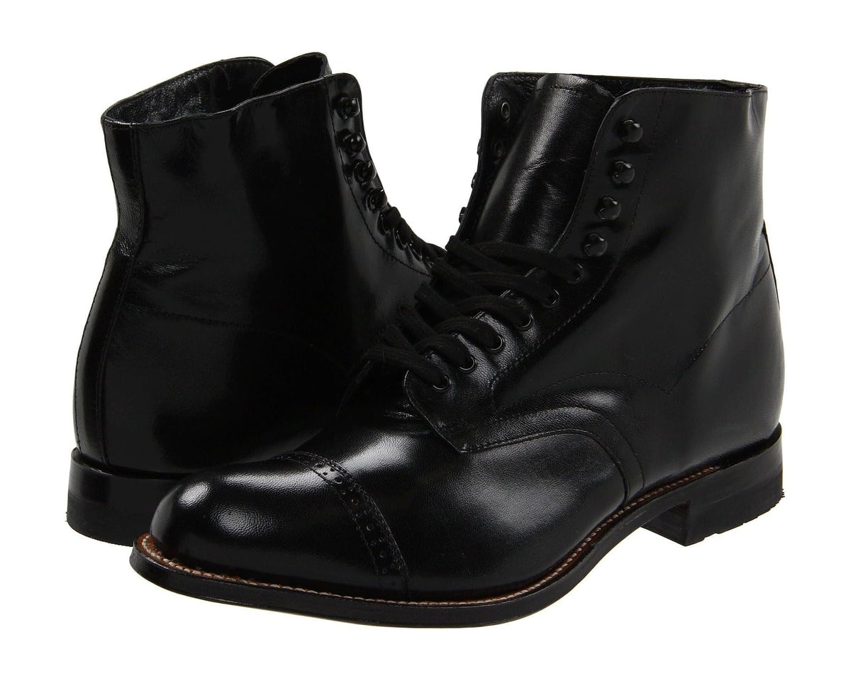 Stacy Adams Madison black leather lace-up boot with stitched toe cap