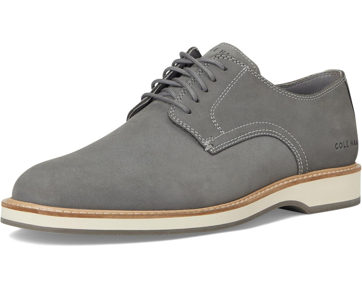 Men's Cole Haan Morse plain-toe lace-up oxford, gray suede, ivory/tan sole
