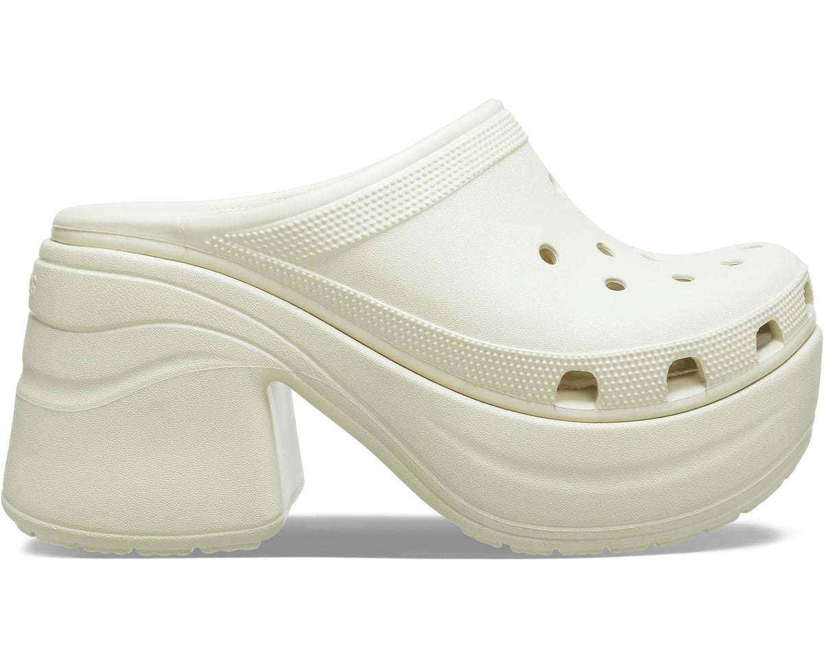 Unisex bone platform Crocs clog with perforated toe and textured strap band