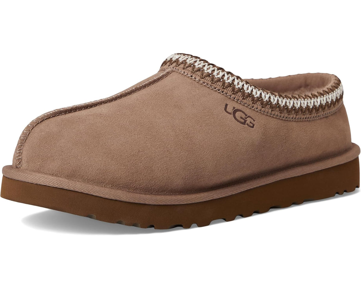Men's UGG Tasman II suede slip-on slipper, Rocky Oak brown with UGG logo
