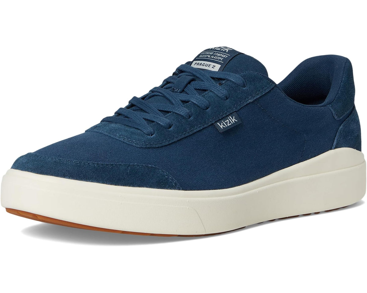Men's KIZIK Prague 2 navy blue low-top sneakers with lace-up front and white sole