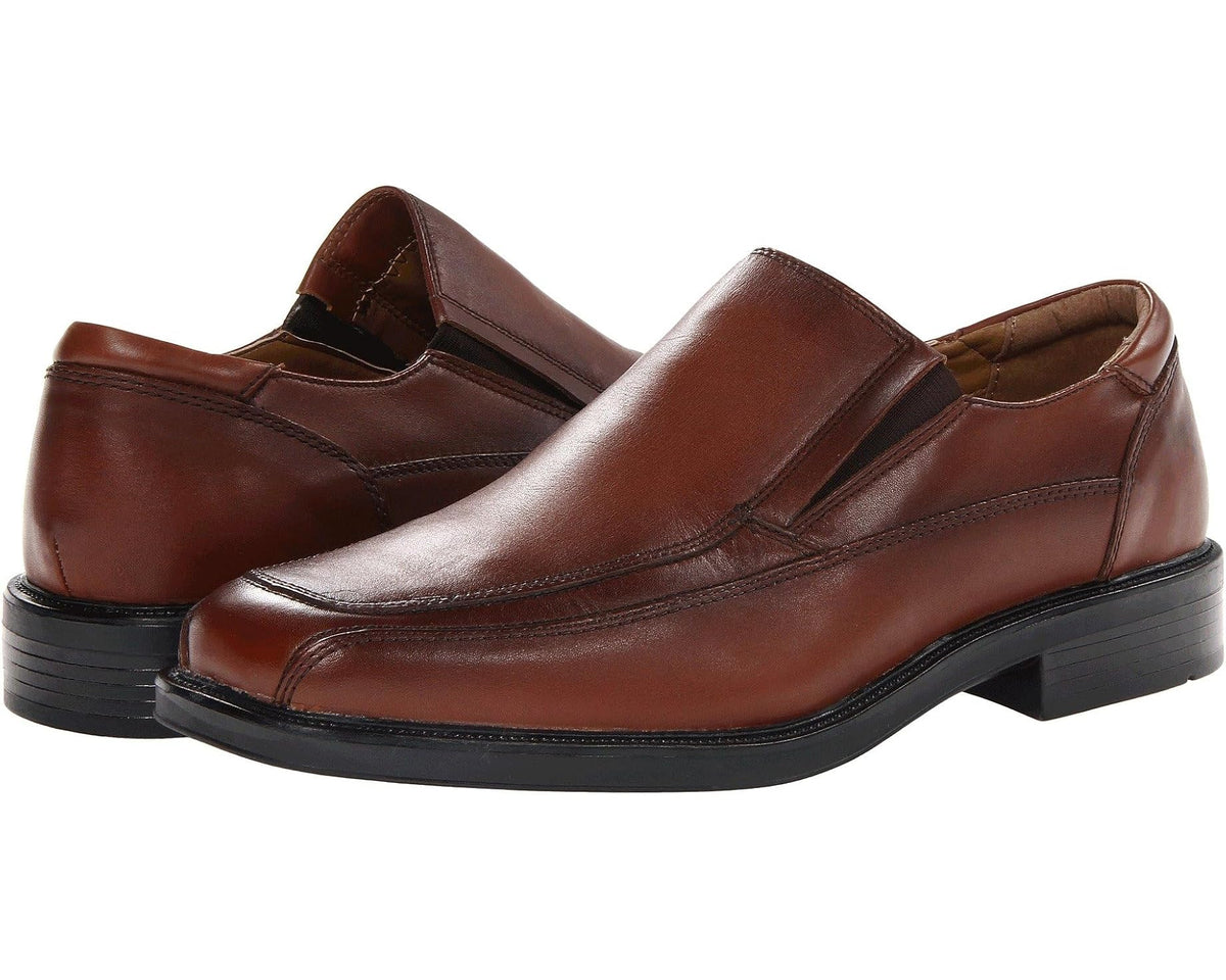 Dockers men's medium-brown leather slip-on loafers with dark rubber sole