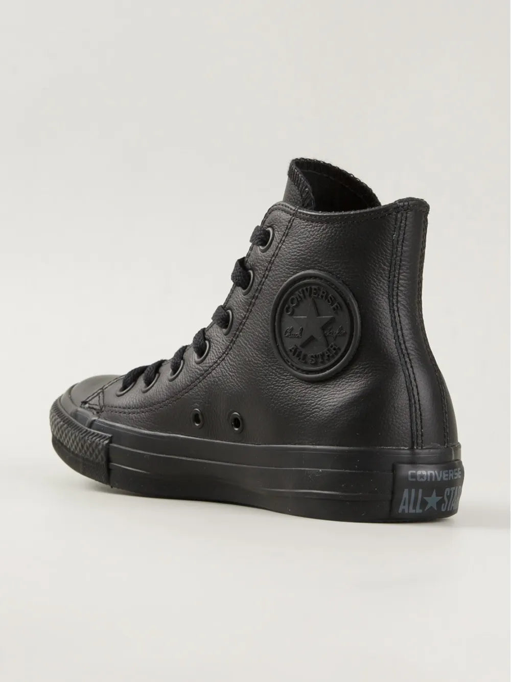 Converse black high-top sneaker with side logo patch, lace-up and rubber outsole