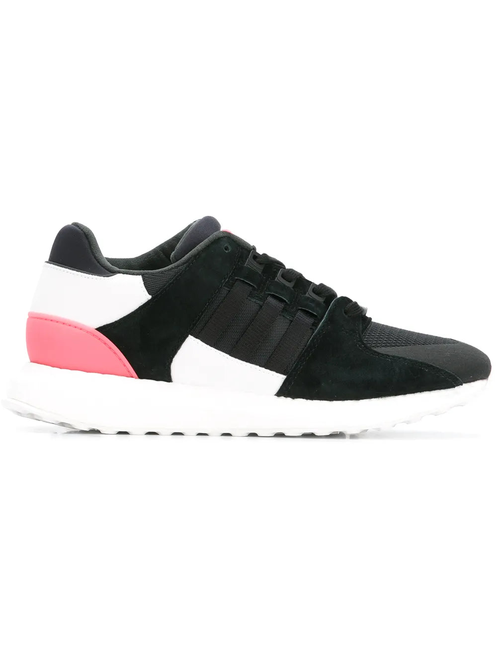 adidas Equipment Support Ultra sneaker, black knit upper with pink side panel