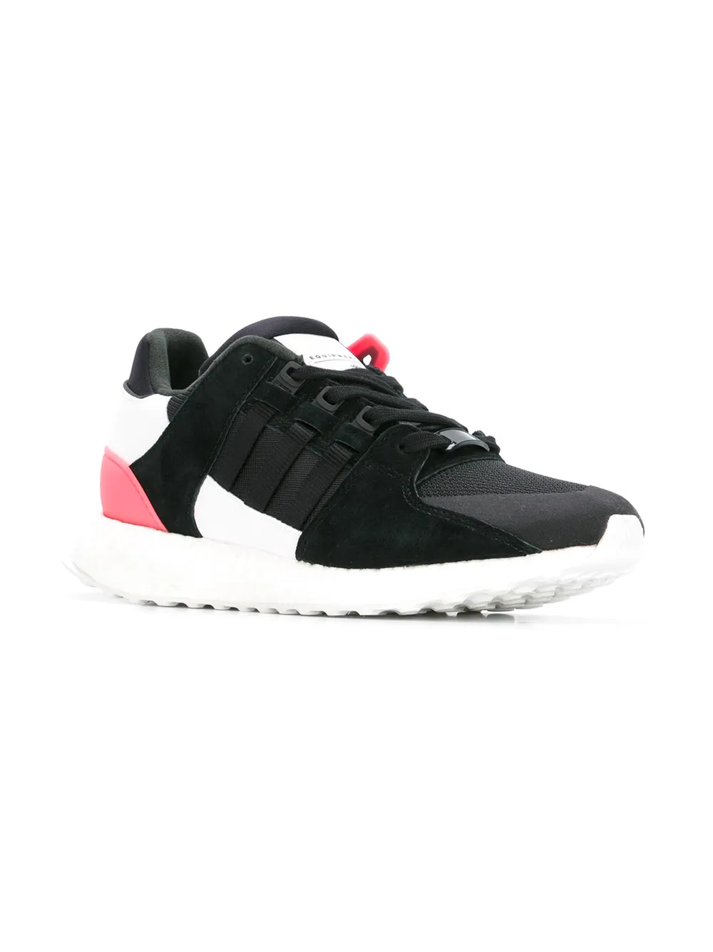 adidas Equipment Support Ultra sneaker, black upper with pink heel and white sole