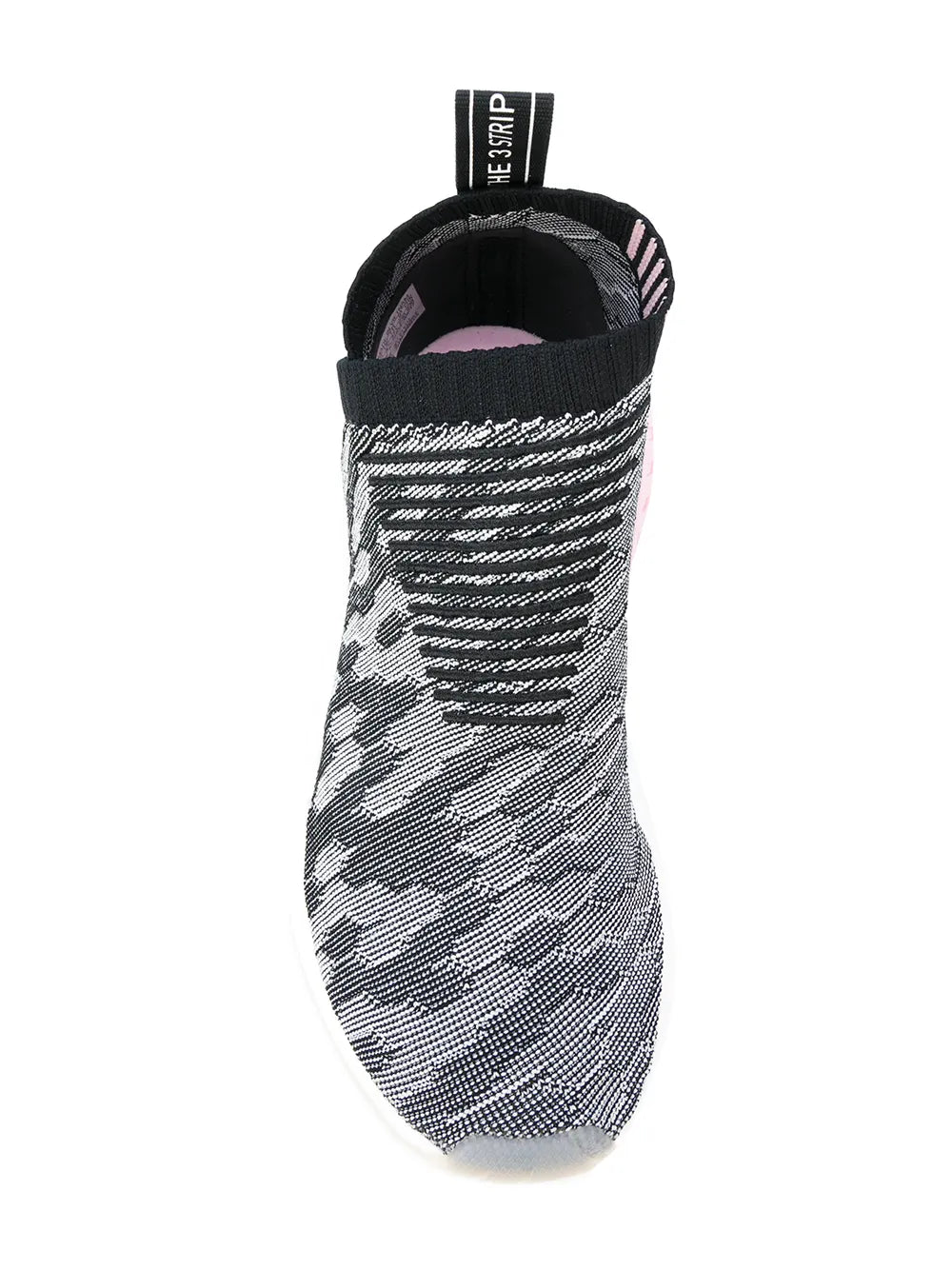 adidas Nmd_Cs2 PK knit slip-on sneaker, gray camo upper with black collar and pink lining