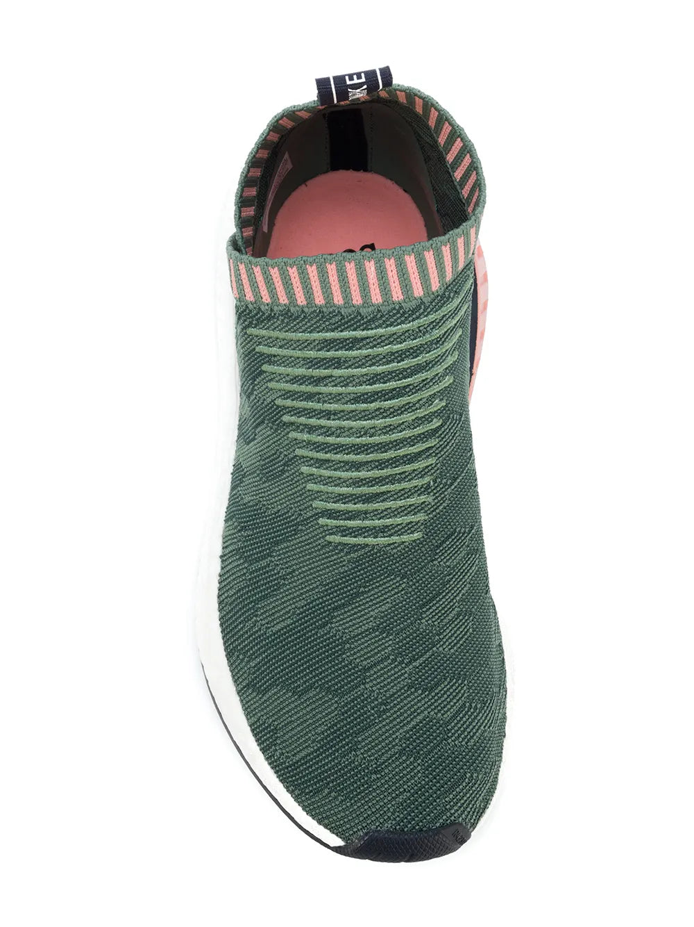 adidas NMD_Cs2 PK green knit slip-on shoe with open collar, white sole, black lining