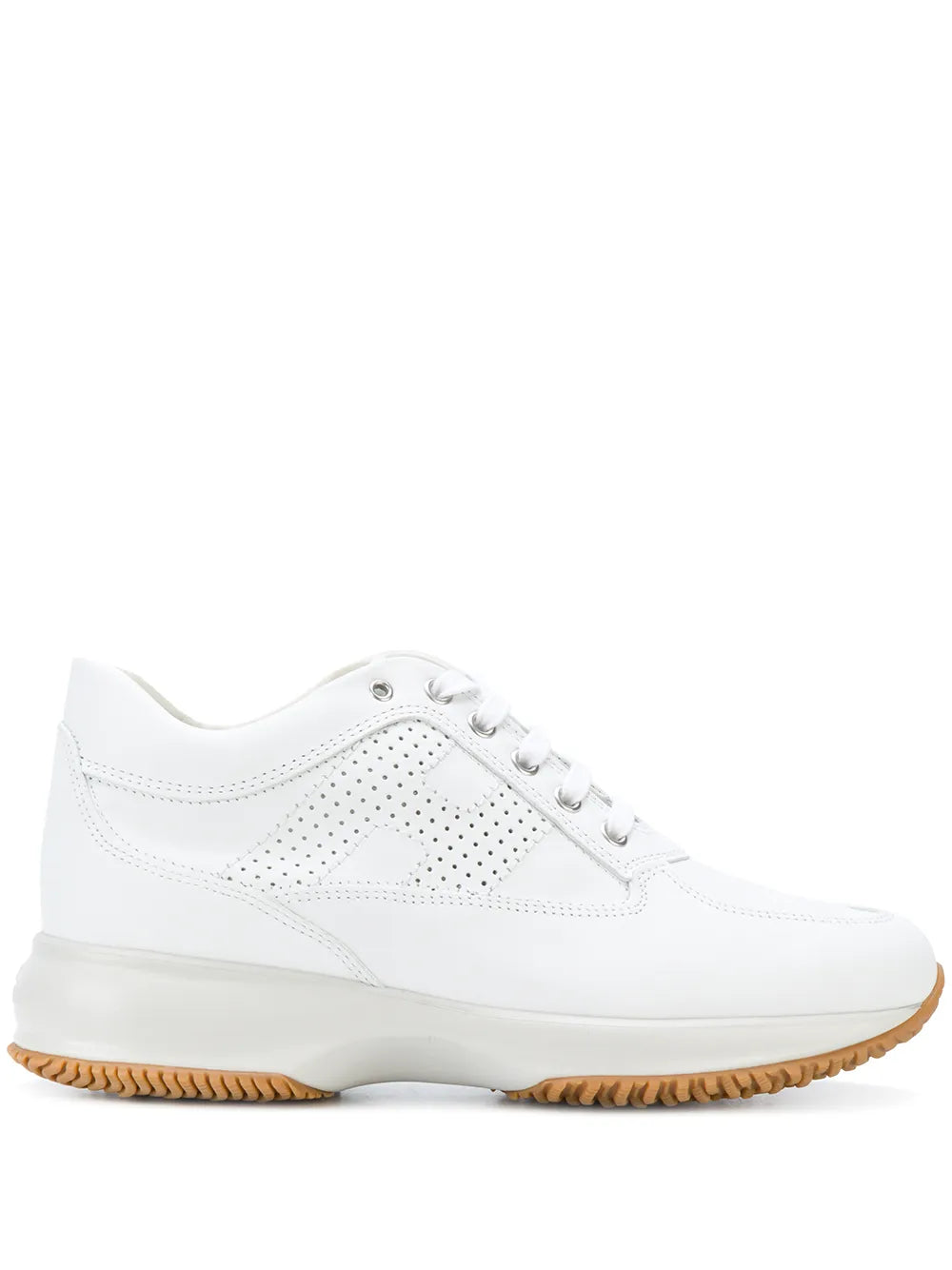 Hogan Interactive white lace-up sneaker with perforated toe and gum rubber sole