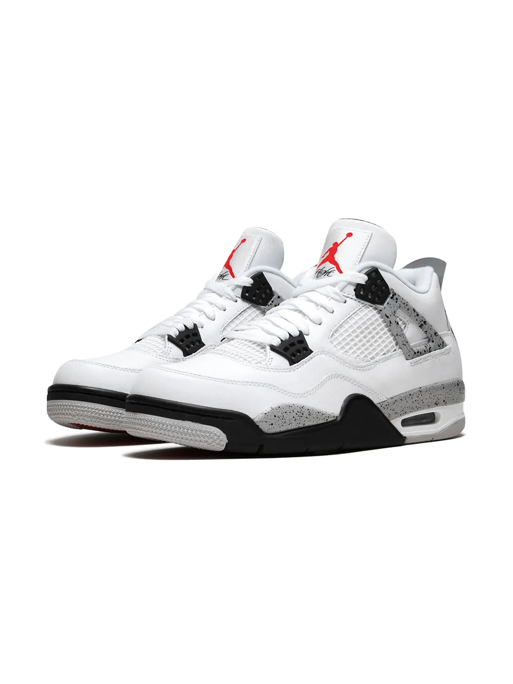 Air Jordan 4 Retro OG sneakers, white upper with speckled gray and black midsole accents