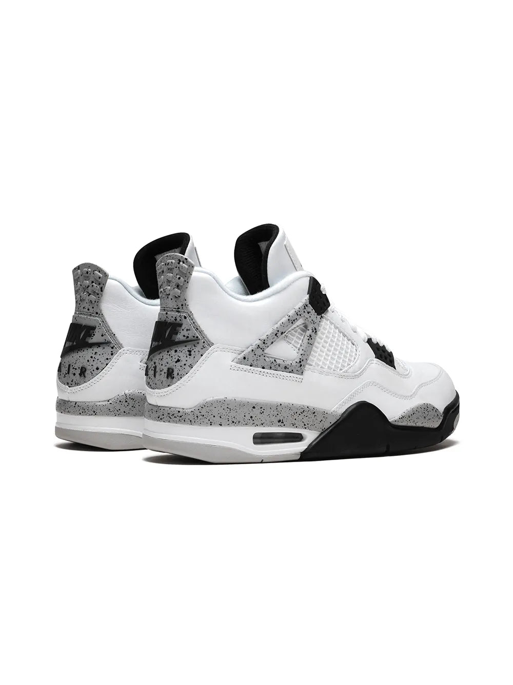 Air Jordan 4 Retro OG sneakers, white with gray speckled overlays and black heel panel