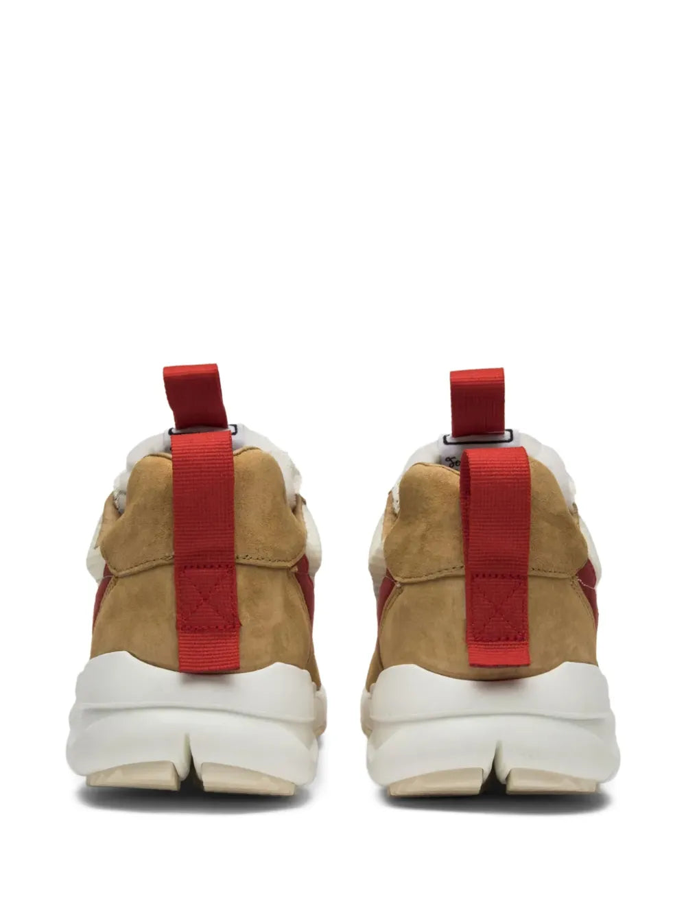 Mars Yard 2.0 sneaker back view with tan heel, white sole, and red heel strap