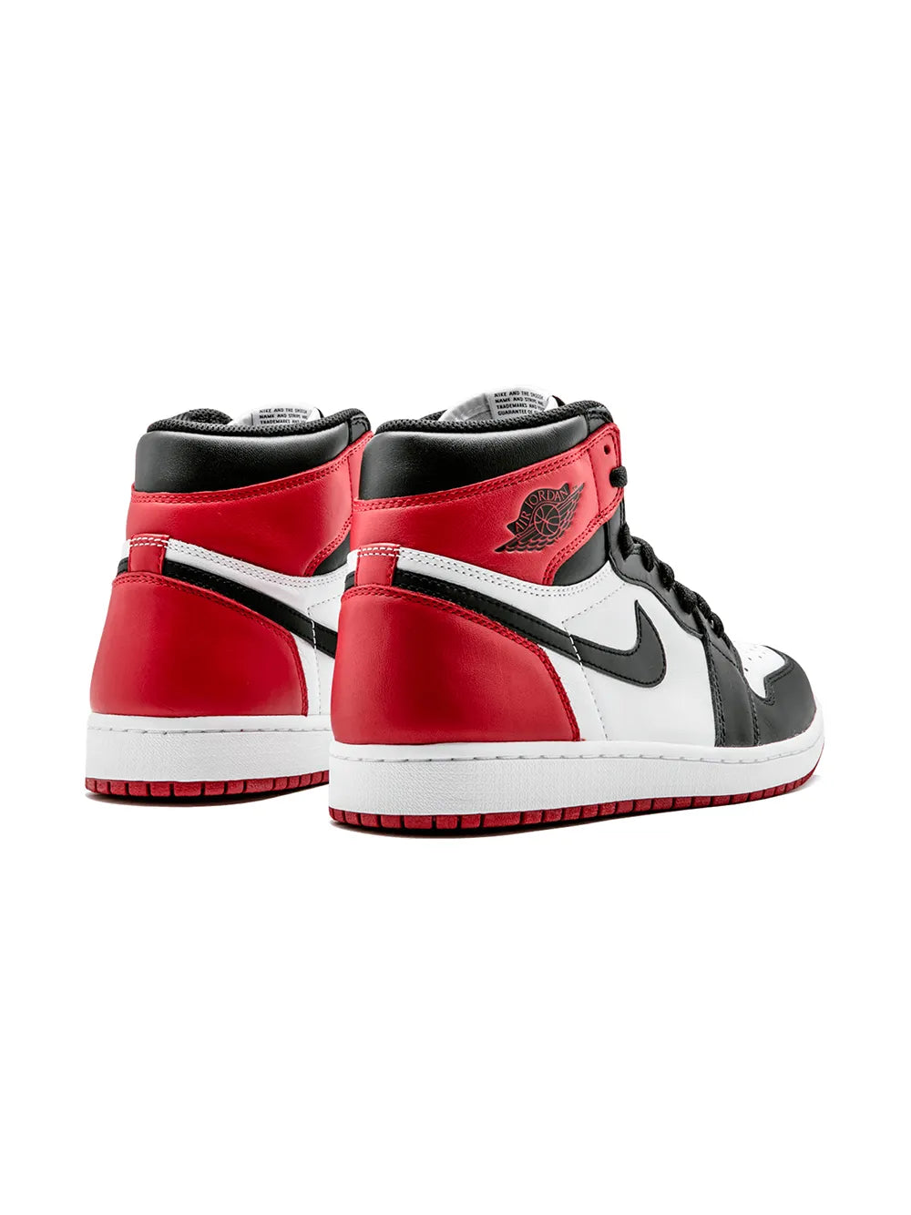 Air Jordan 1 Retro High OG high-top sneakers, rear/side view, red heel and Nike Swoosh