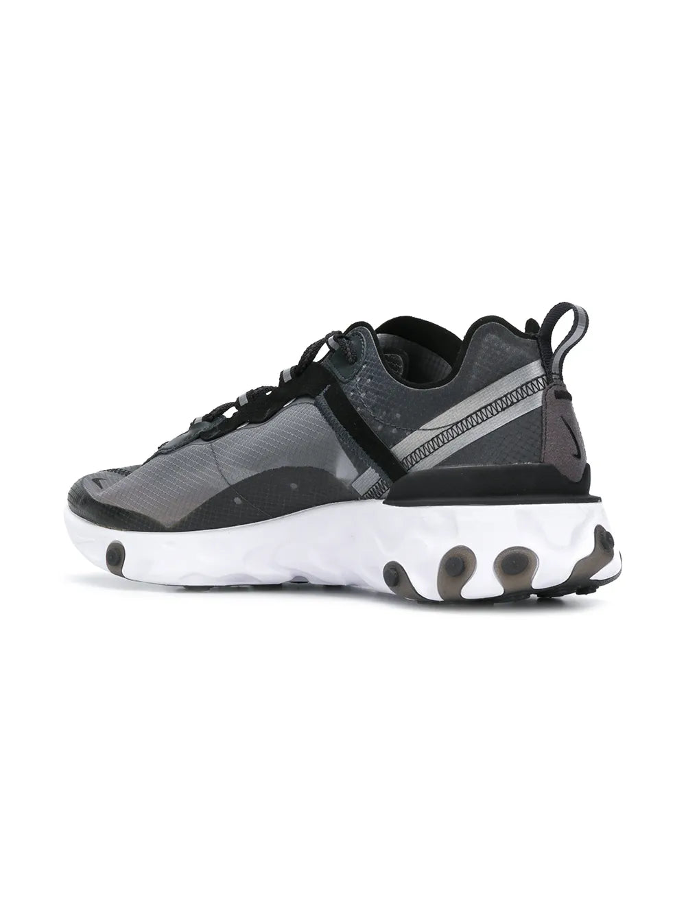 Nike React Element 87 black and gray lace-up sneaker with raised collar