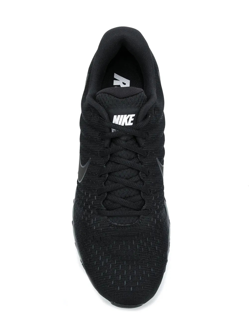 Black Nike lace-up sneakers with tongue logo