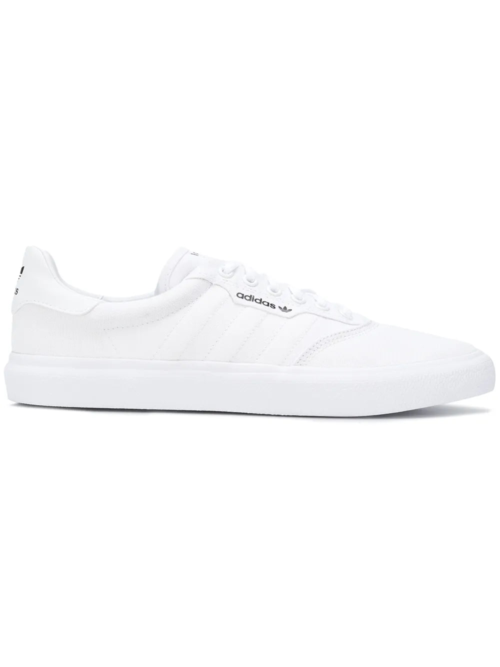 White adidas Skateboarding low-top sneakers with three-stripe side and lace-up closure