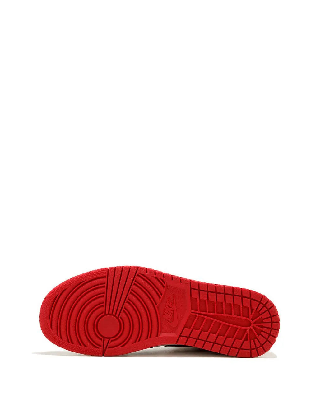Red rubber outsole for high-top sneakers with traction grooves