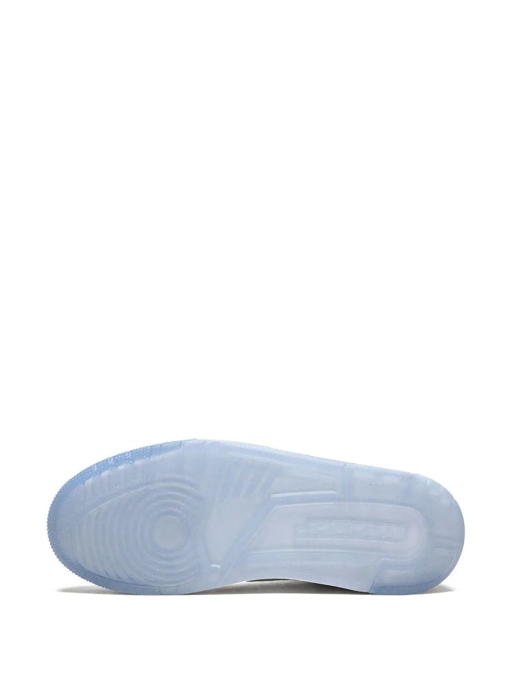 Air Jordan 3 Retro white outsole, translucent blue rubber sole with tread