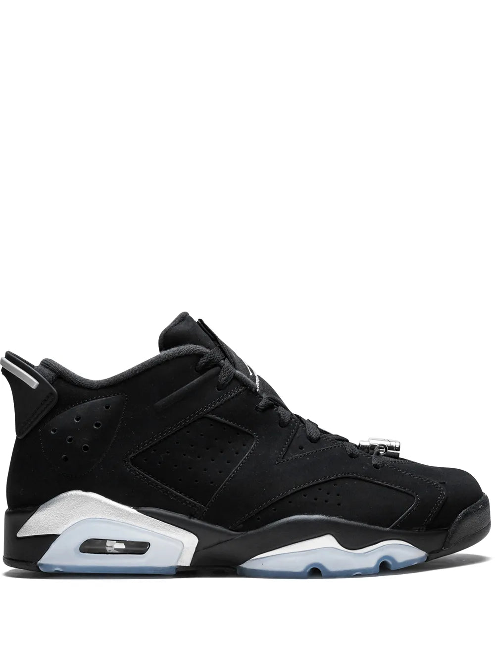 Air Jordan 6 Retro Low black sneakers with metallic silver midsole accents