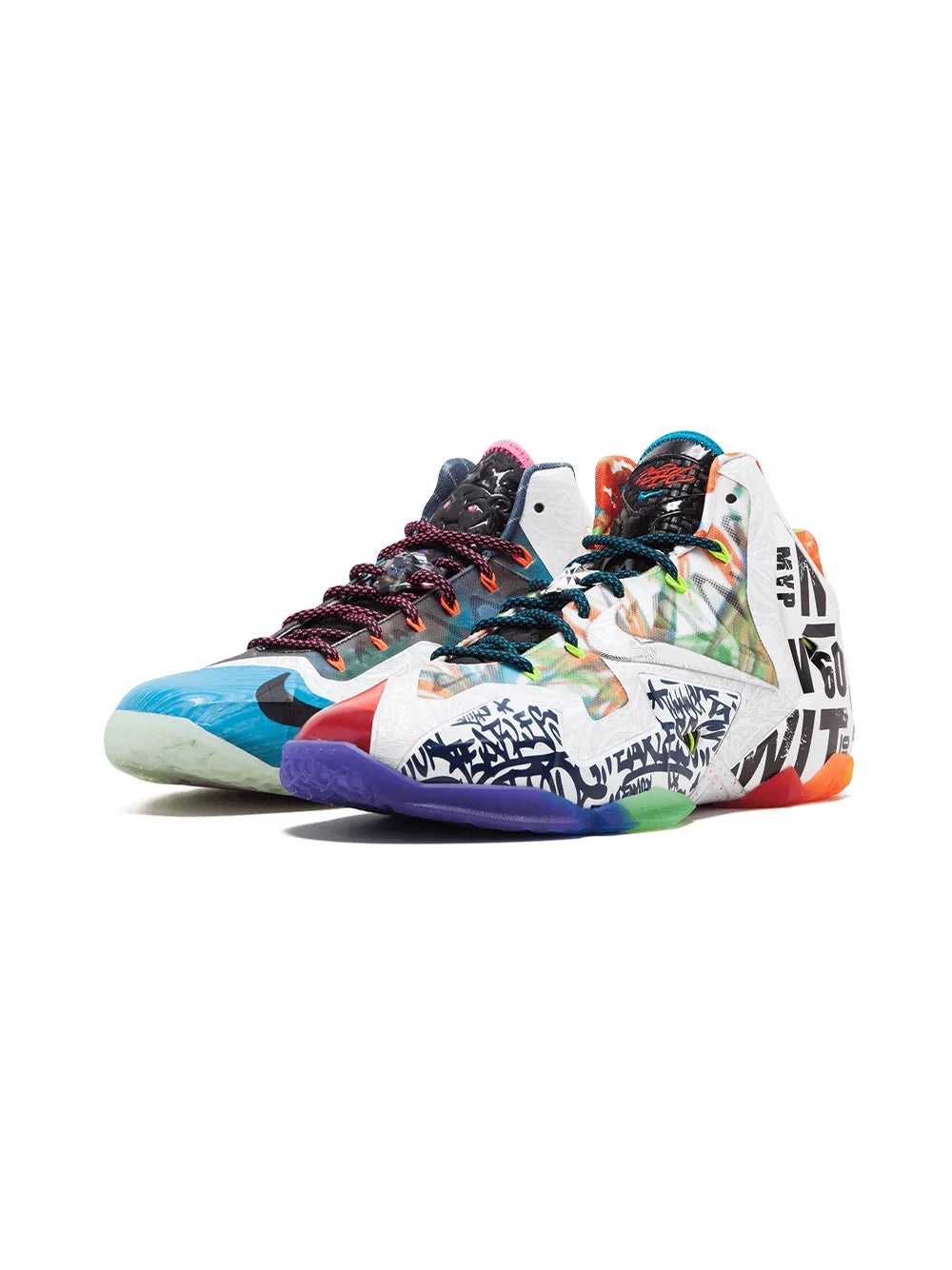 LeBron 11 Premium high-top basketball shoes, pair with patterned multicolor uppers