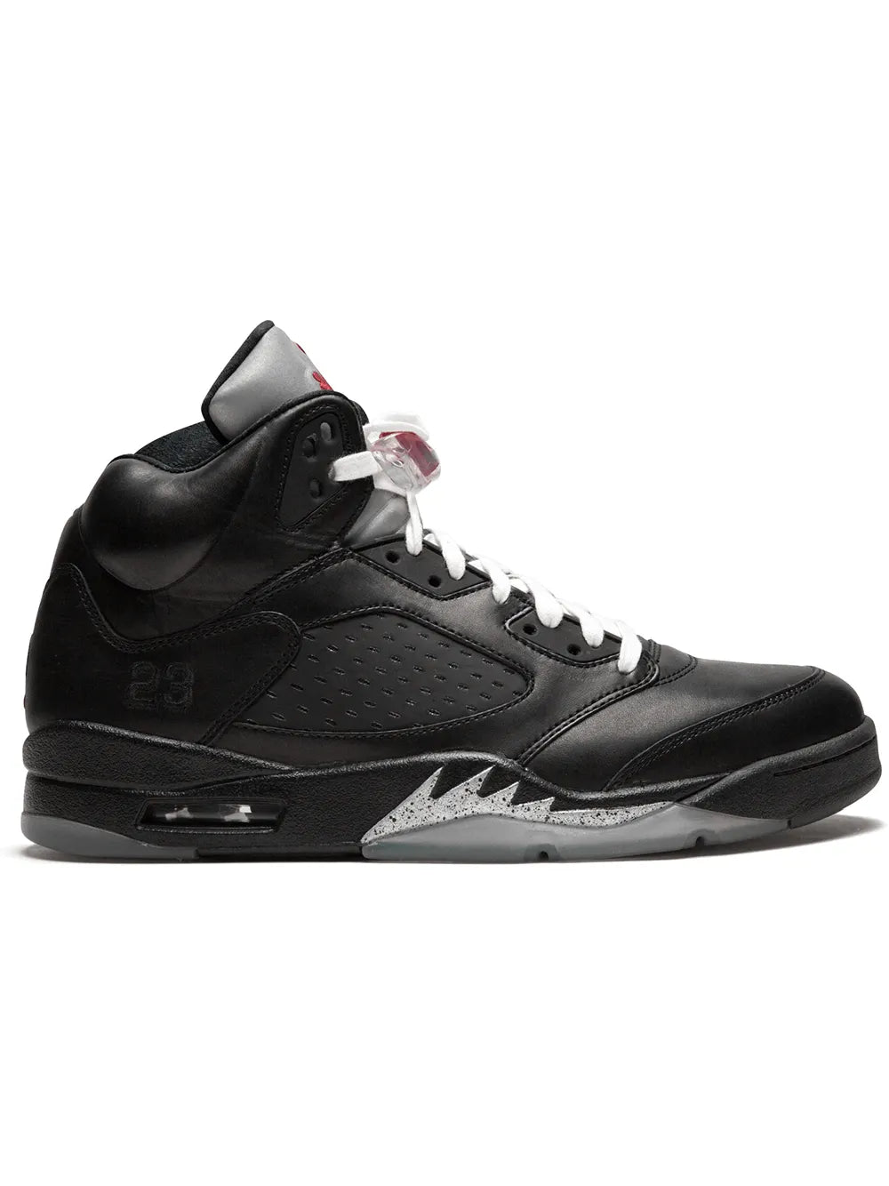 Air Jordan 5 Retro Premio black high-top sneakers with lace-up and silver accent midsole