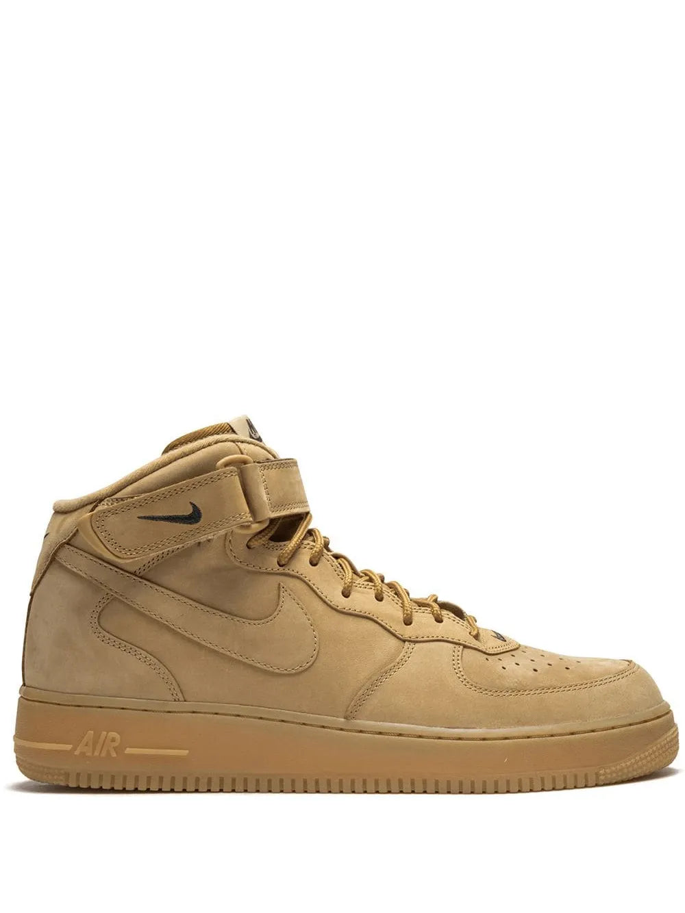 Nike Air Force 1 high-top sneakers in beige with Swoosh logo and lace-up front