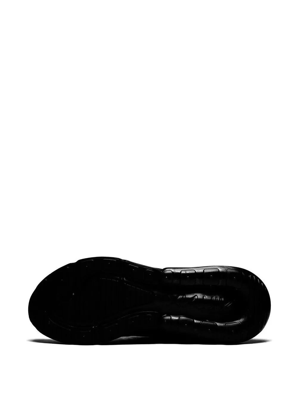 Nike Air Max 270 black outsole view with cushioned Air unit underfoot.