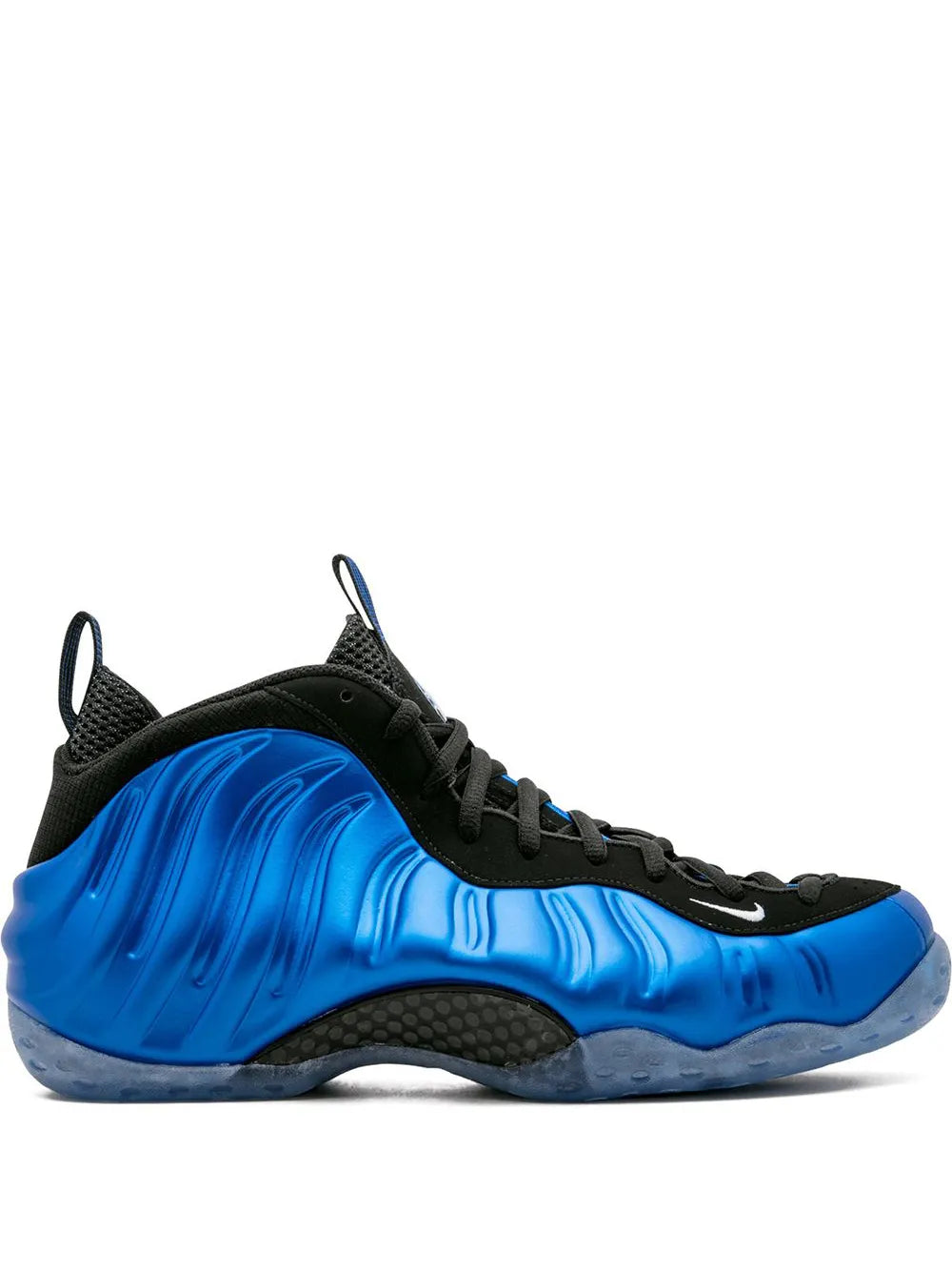 Nike Foamposite One lace-up sneakers, black upper with bright blue shell and sole