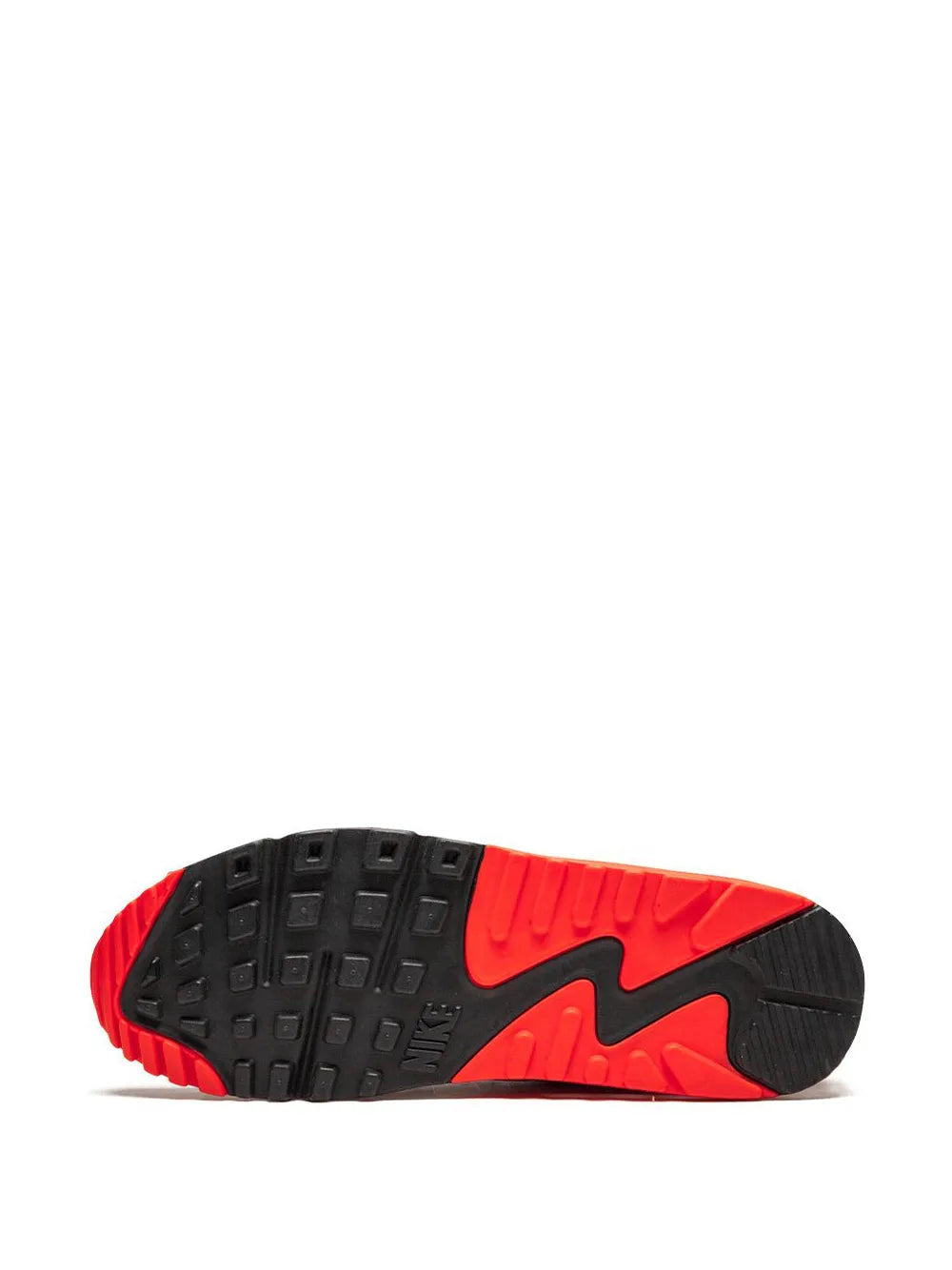 Air Max 90 outsole, black tread with red sidewall and heel cushioning