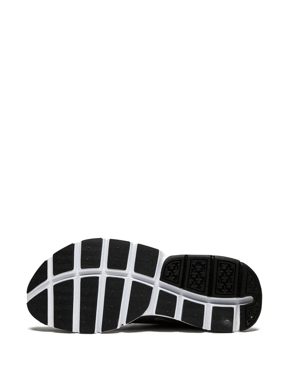 Rubber outsole for dark gray Nike slip-on sneaker with white traction stripes