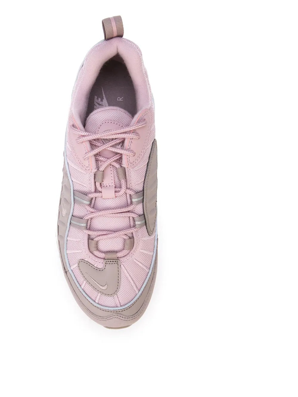 Pink lace-up sneaker with padded collar and gray heel panel