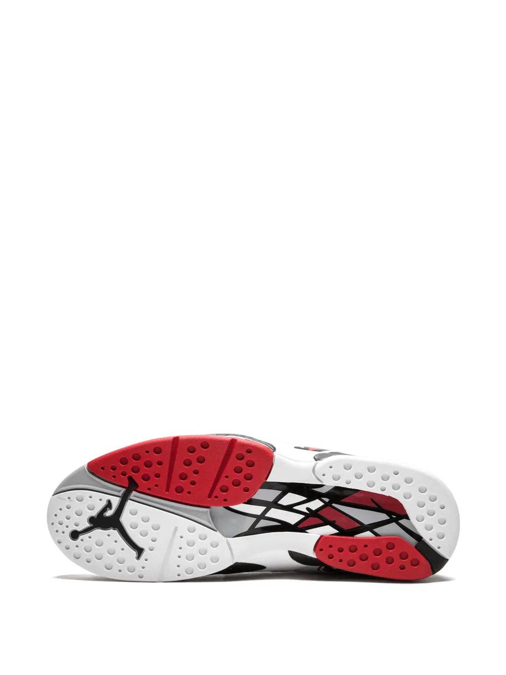 Air Jordan 8 retro outsole with red traction pods under white rubber sole