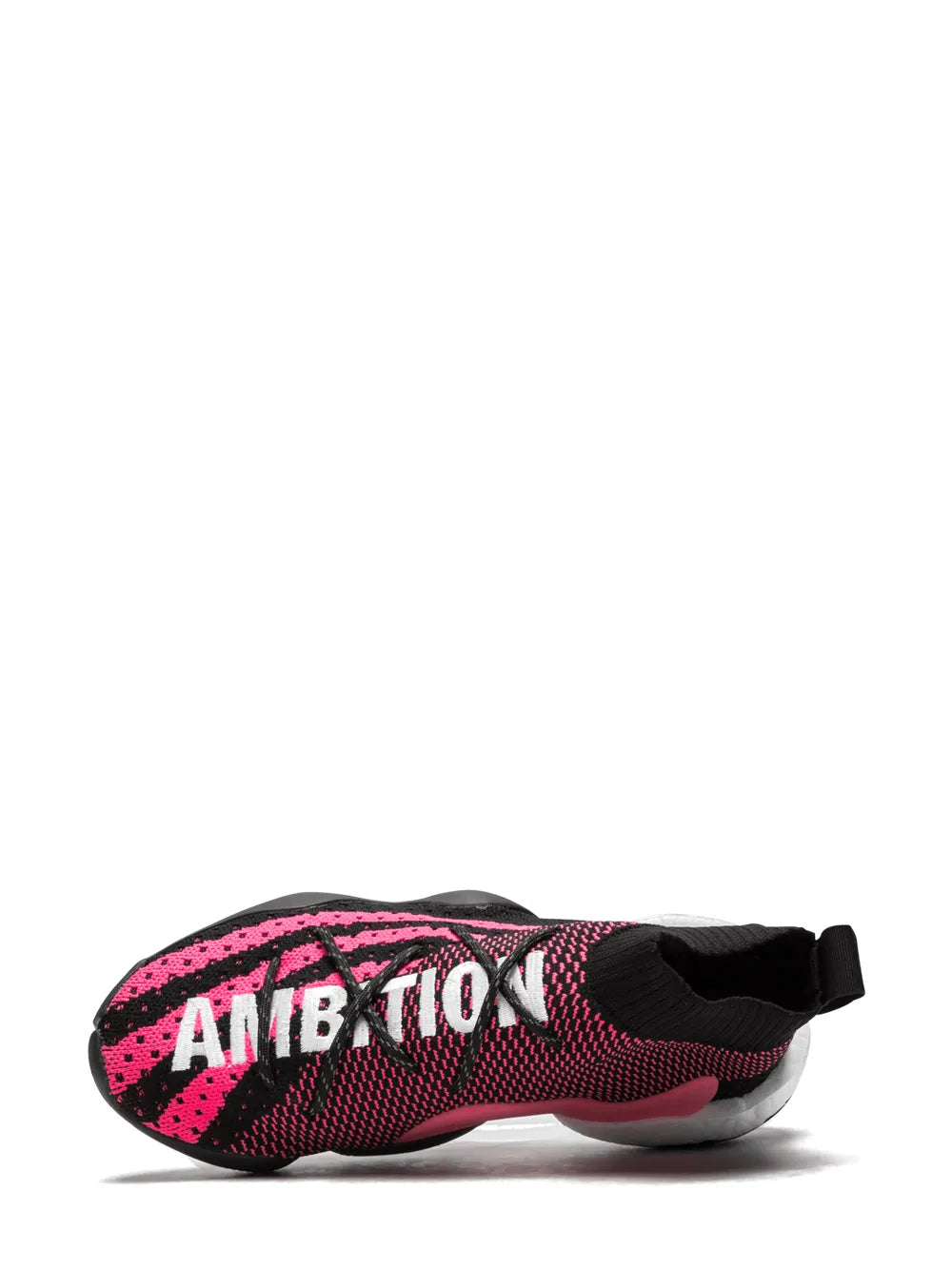 Crazy Byw Lvl 1 sneaker side, pink speckled knit with AIR text and black sole
